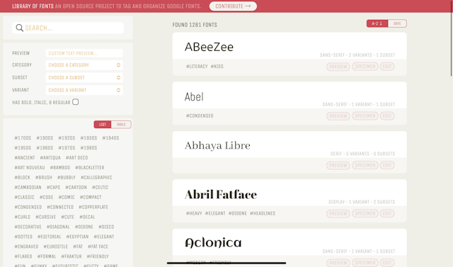 Screenshot of screenshot font library