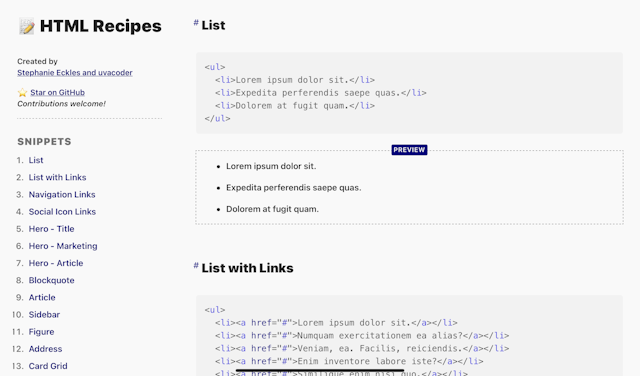 Screenshot of screenshot htmlrecipes