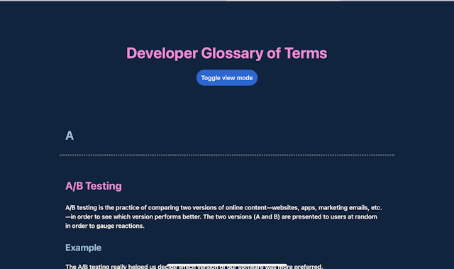 Screenshot of screenshot webdev glossary