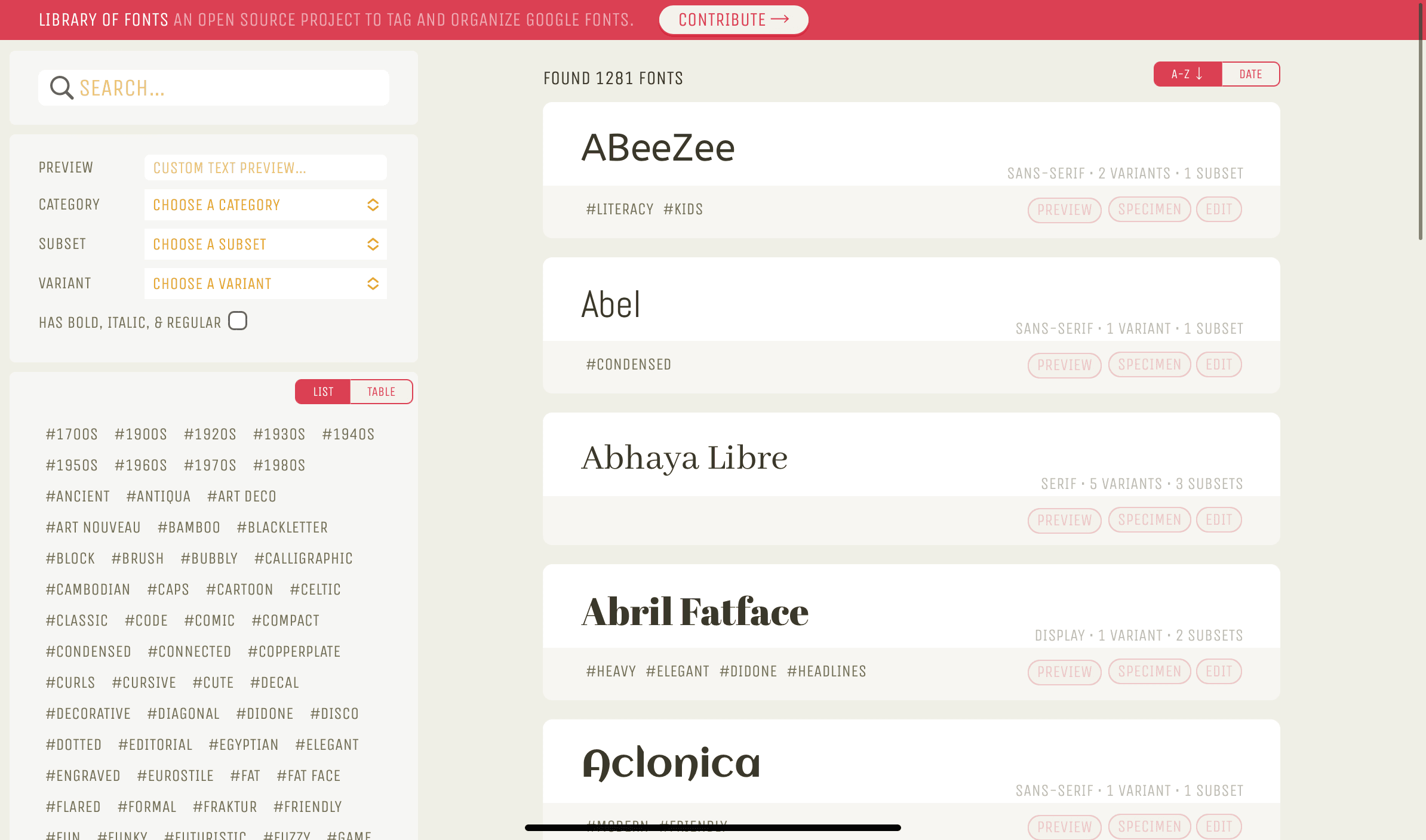 Screenshot of Font Library