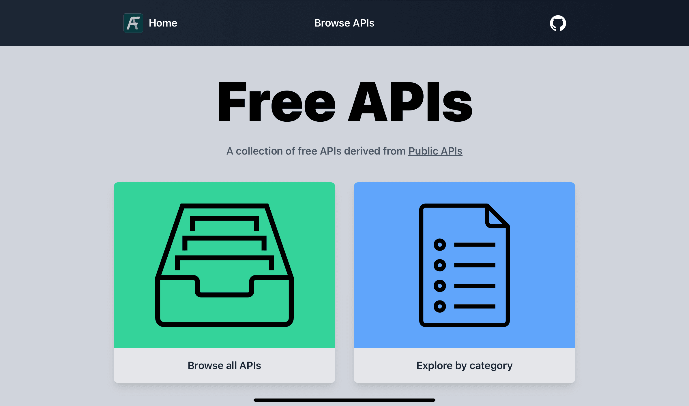 Screenshot of Free API's