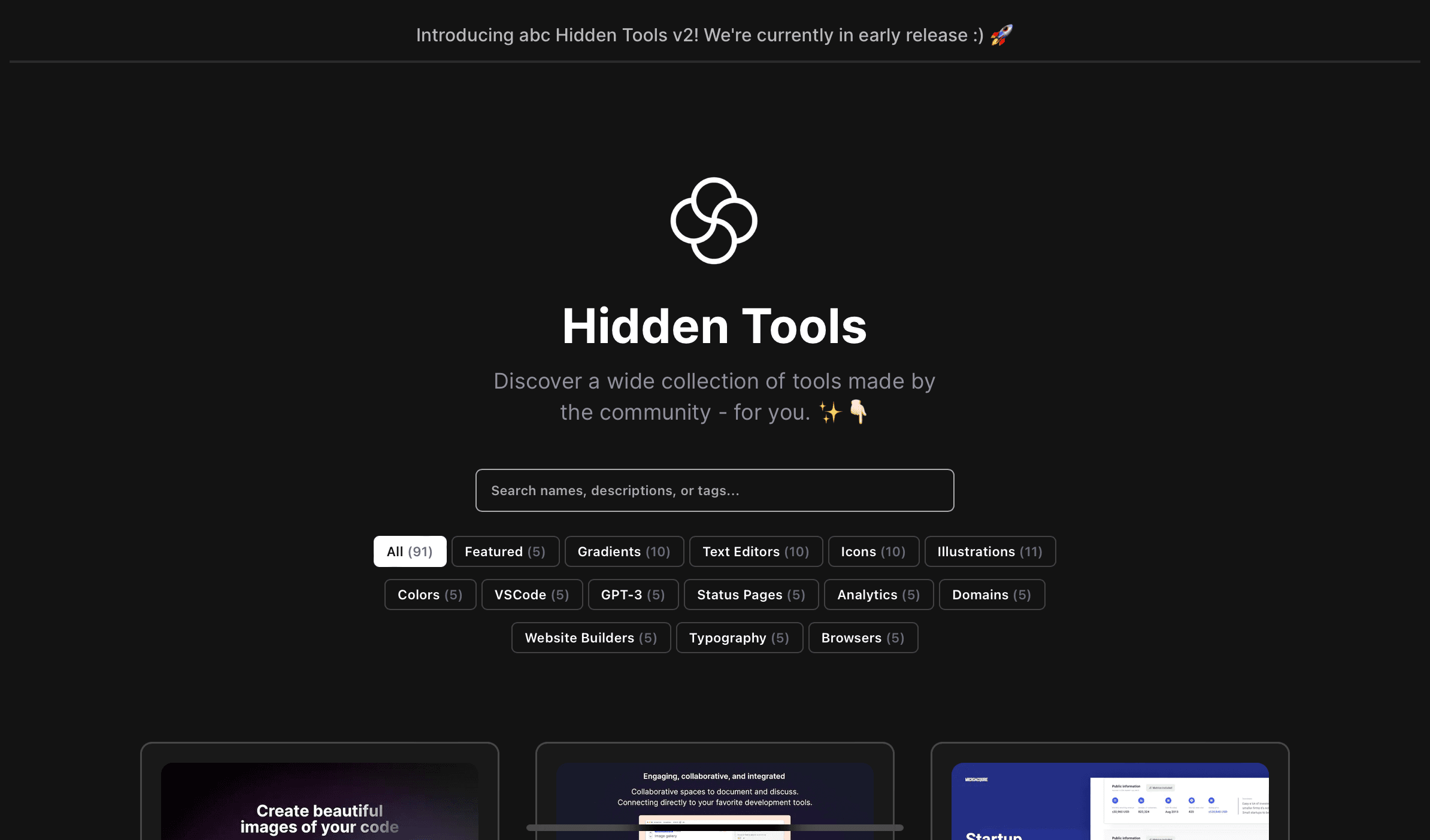 Screenshot of Hiddentools