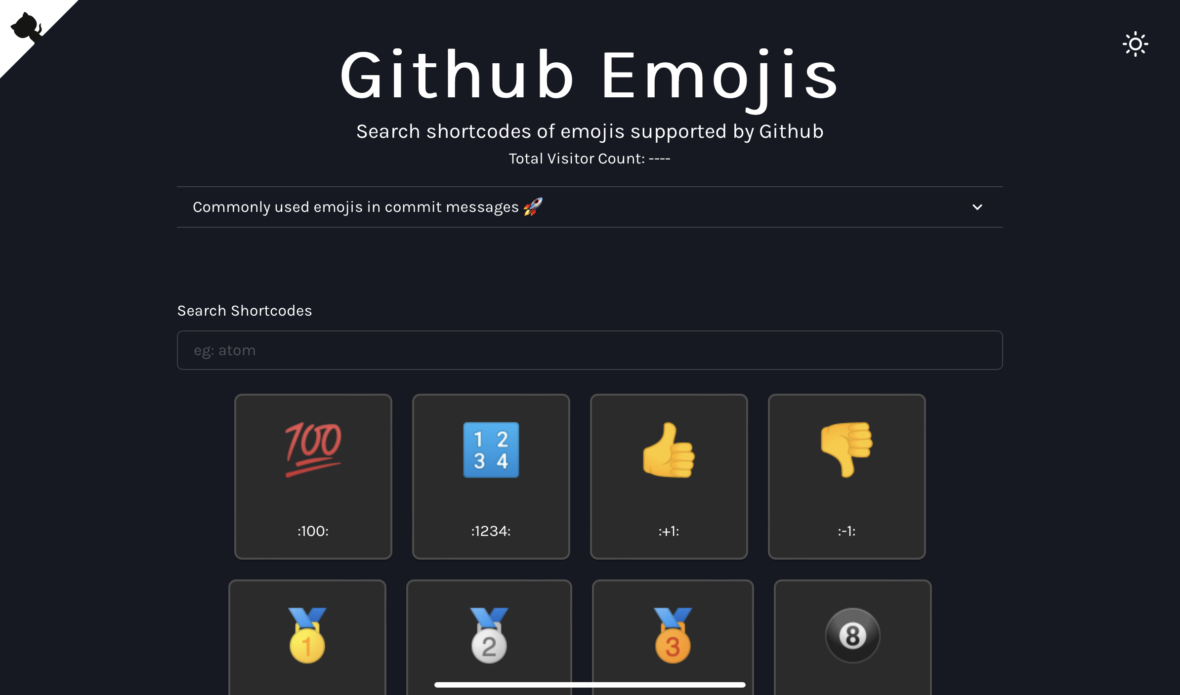 Screenshot of GitHub Emojis