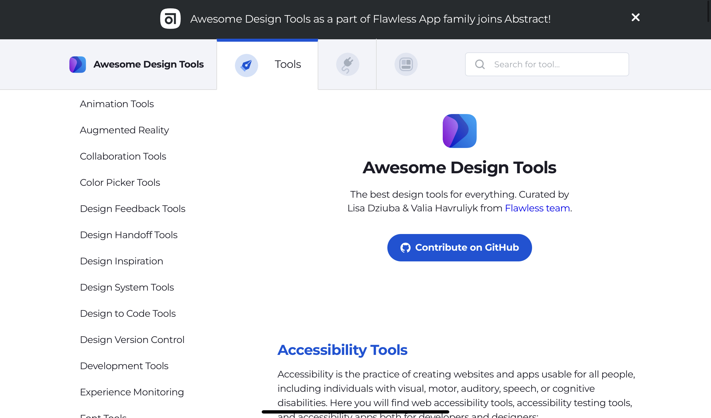 Screenshot of Awesome Design Tools