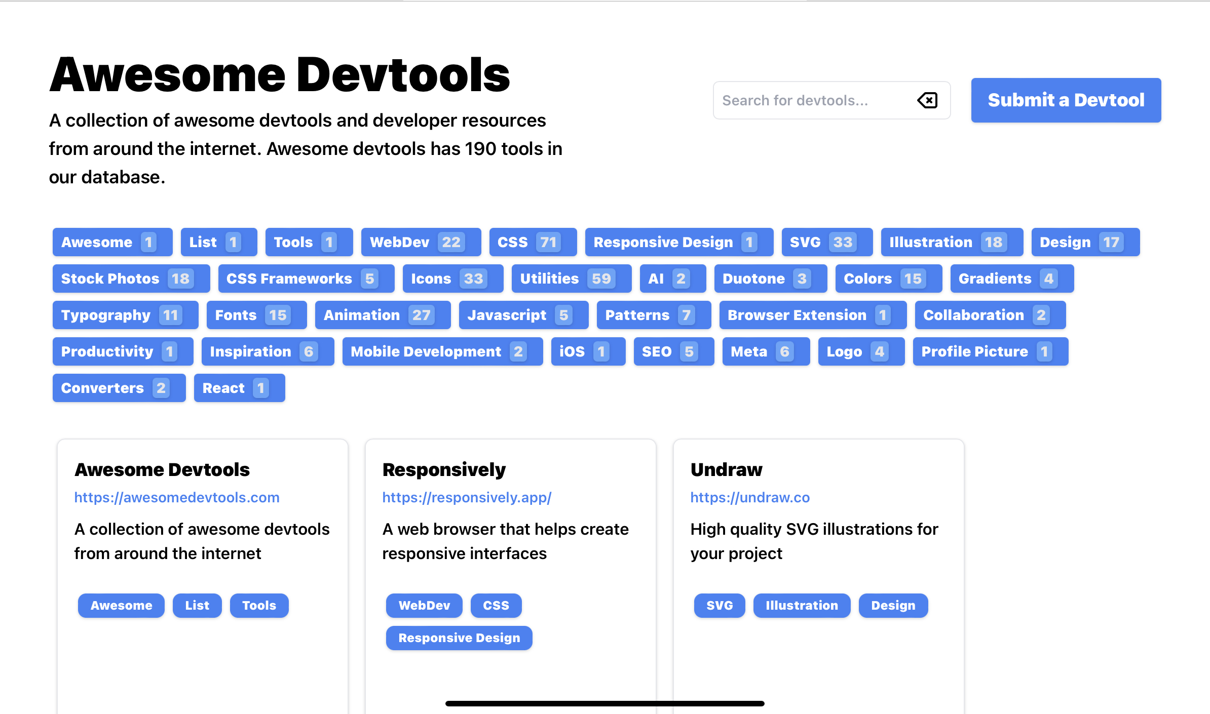 Screenshot of All Awesome Devtools