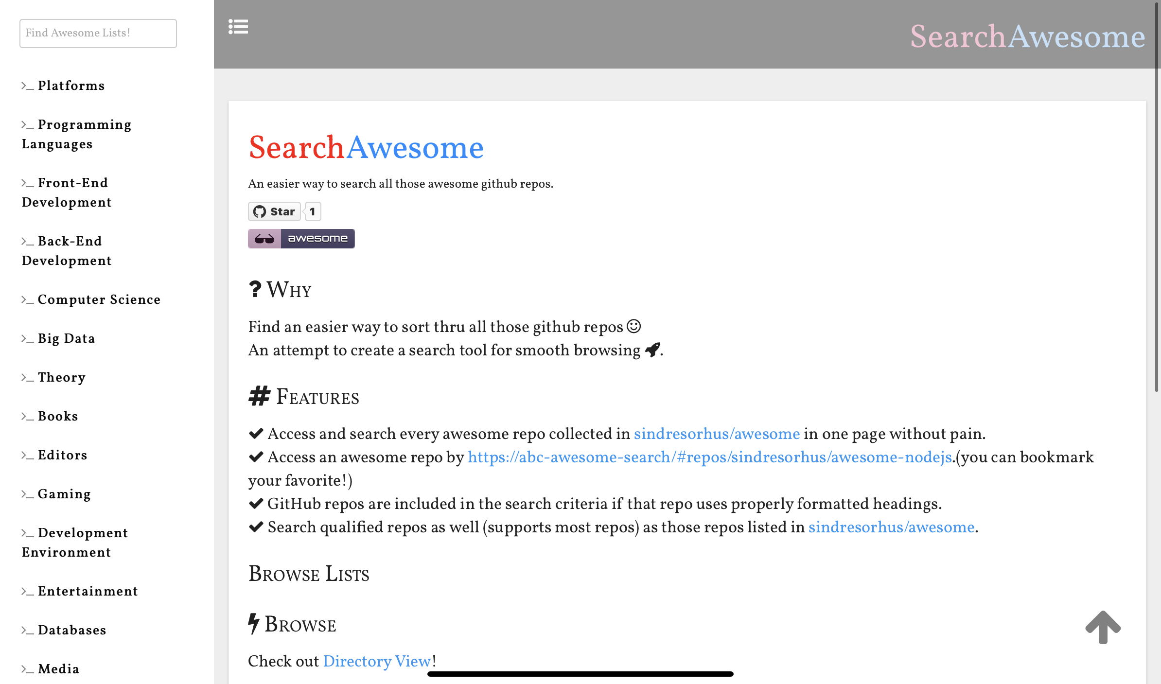 Screenshot of Awesome Search