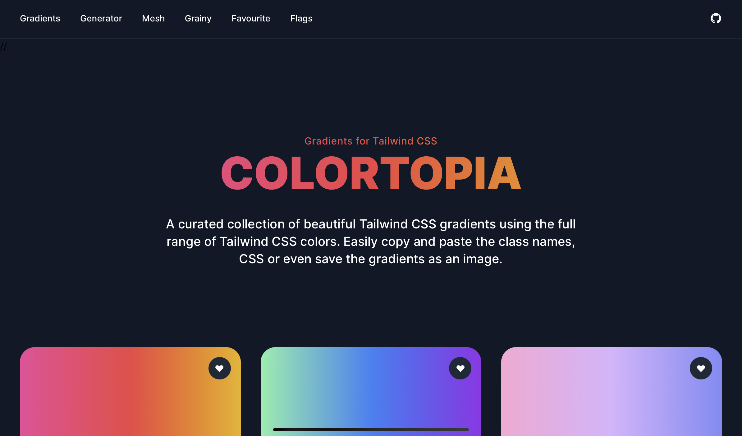 Screenshot of A great collection of gradients