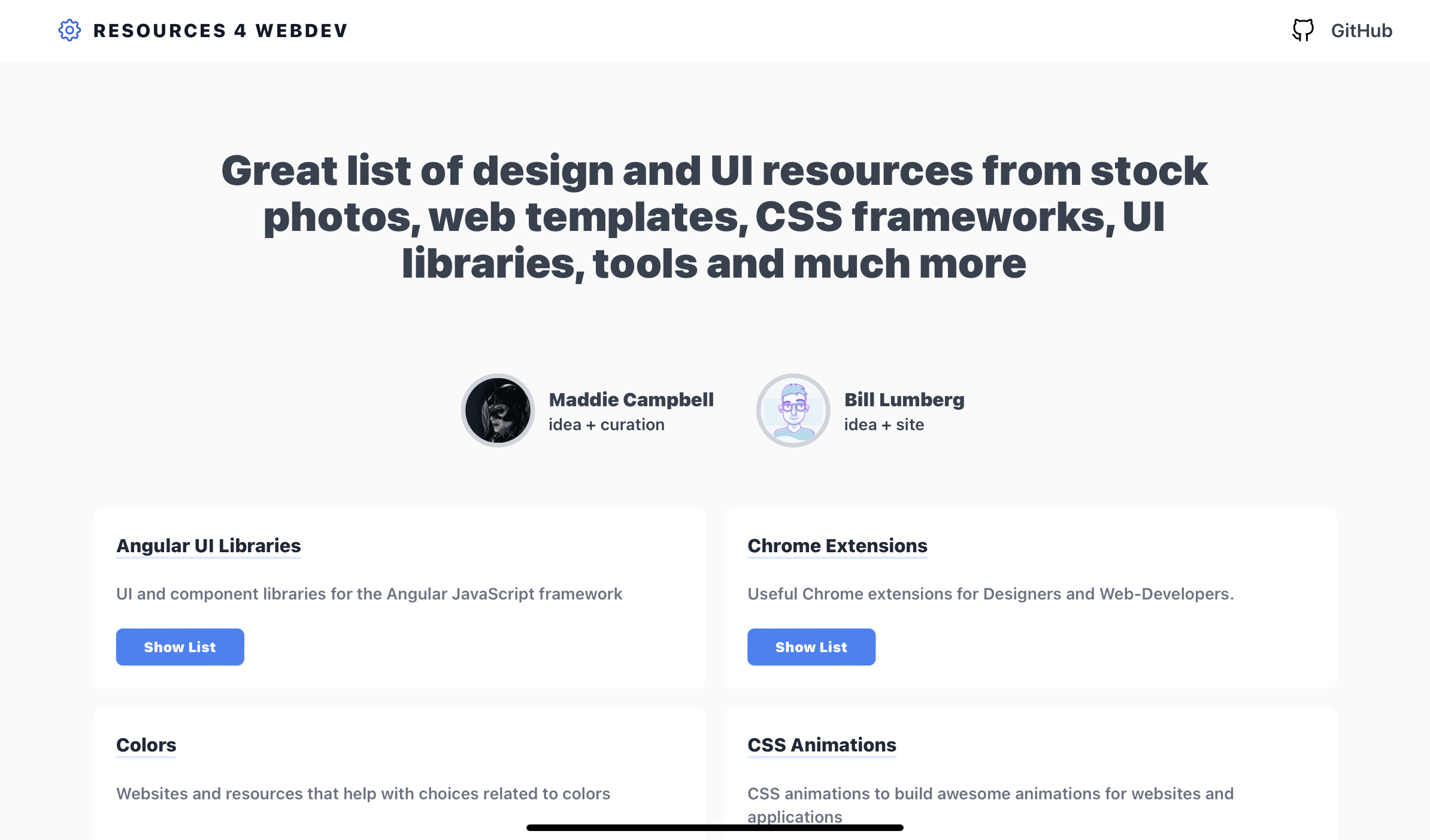 Screenshot of Resources 4 WebDev