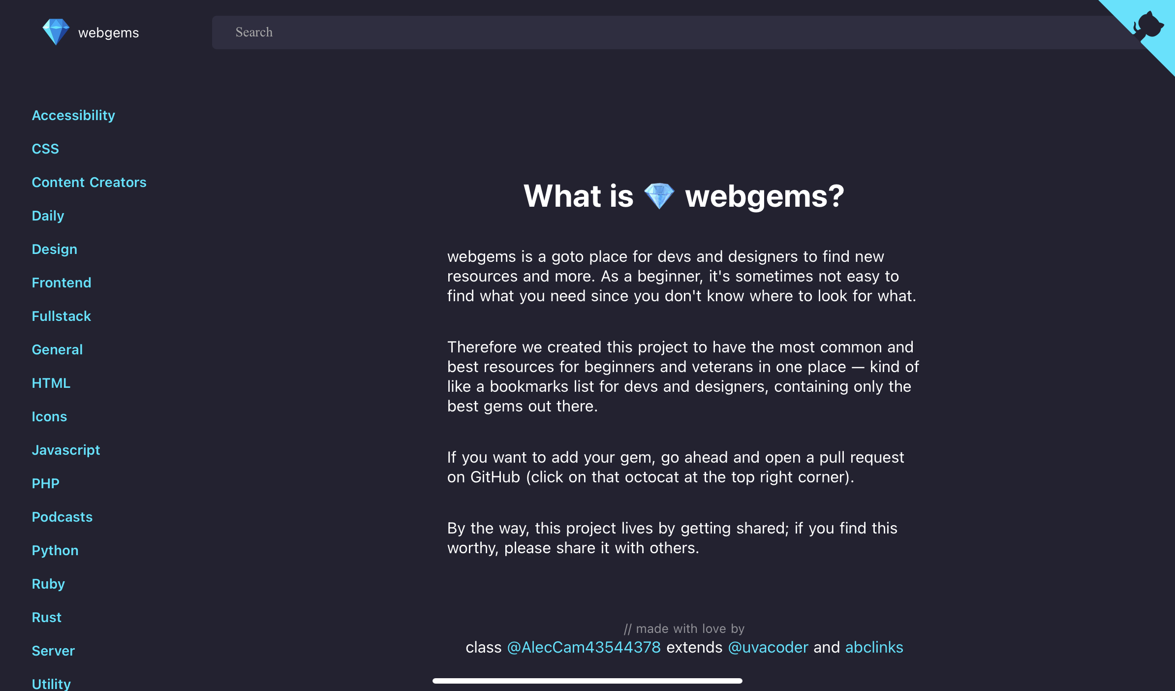 Screenshot of A great collection of webgems