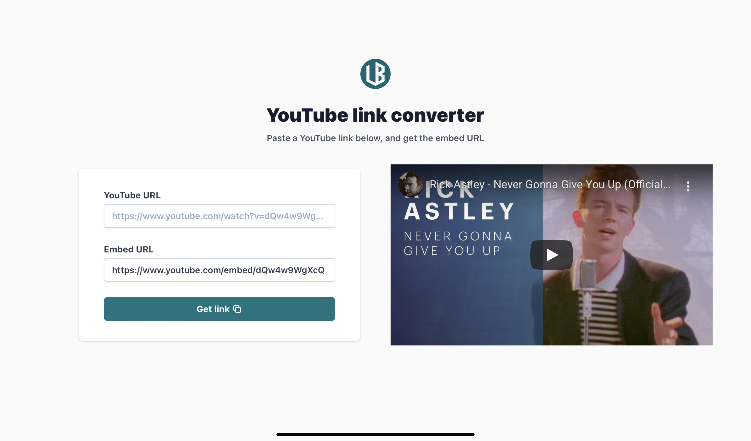 Screenshot of Convert YouTube Links